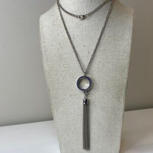 Silver tone tassel necklace